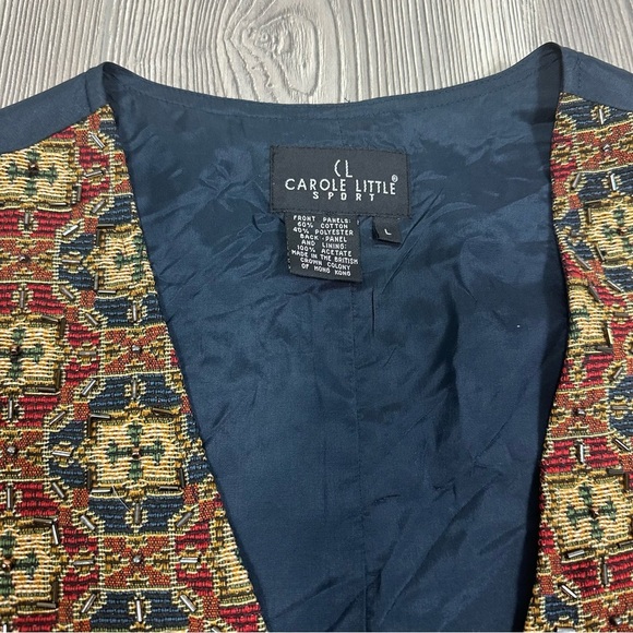 Vintage Carole Little Tapestry Beaded Detail Boho Festival Vest Size L - Picture 6 of 8